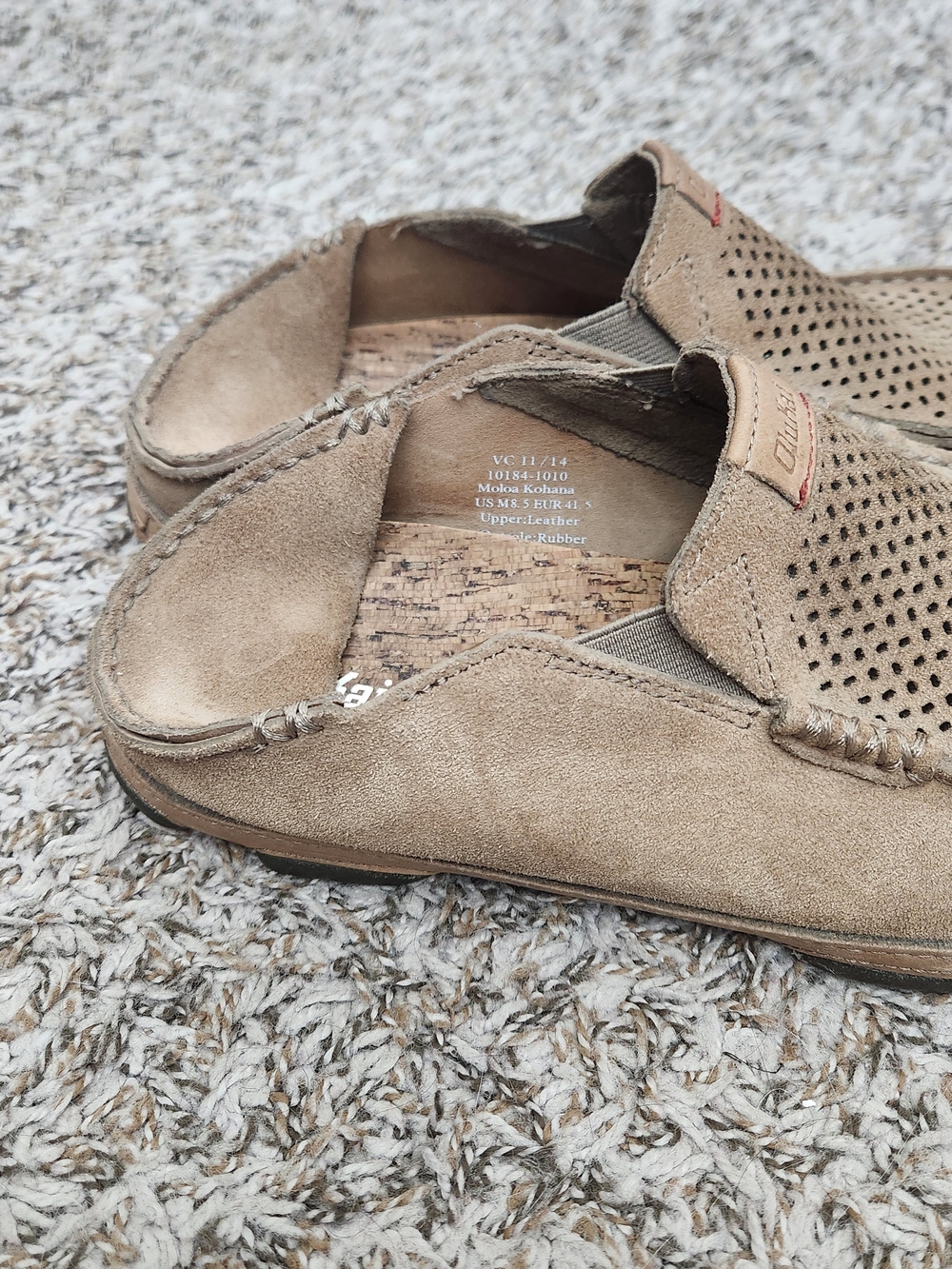 Olukai Leather Moloa Kohana Drop In Heel Casual Shoe Sneaker Men's 8.5 Brown - Picture 4 of 9